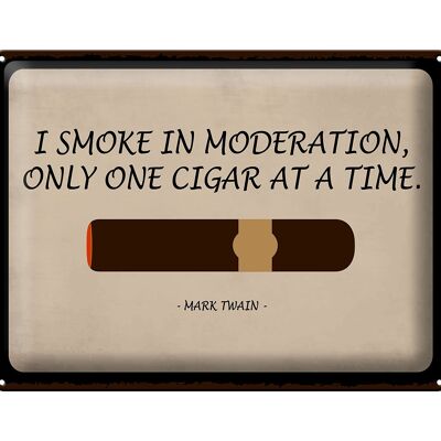 Cartel de chapa que dice 40x30cm fumo con moderación solo cigarro