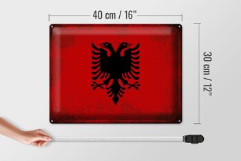 Signe en étain drapeau albanie 40x30cm drapeau albanie Vintage 4