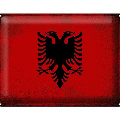 Cartel de chapa Bandera de Albania 40x30cm Bandera de Albania Vintage