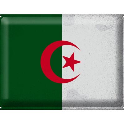 Signe en étain drapeau algérie 40x30cm drapeau algérie Vintage