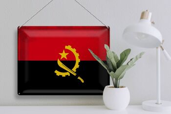 Signe en étain drapeau Angola 40x30cm drapeau de l'angola Vintage 3