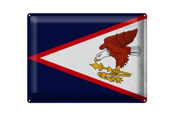 Drapeau en étain 40x30cm, drapeau des Samoa américaines, Vintage 1