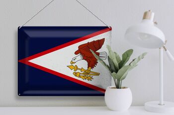 Drapeau en étain 40x30cm, drapeau des Samoa américaines, Vintage 3