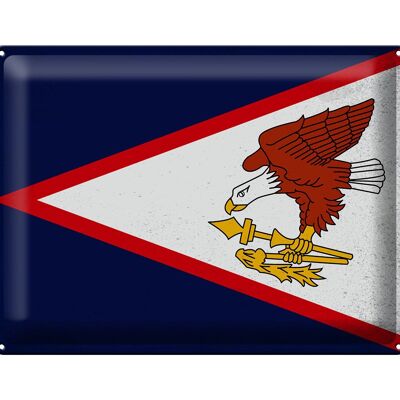 Blechschild Flagge 40x30cm Flag of American Samoa Vintage