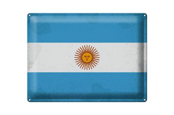 Signe en étain drapeau Argentine 40x30cm Argentine Vintage 1