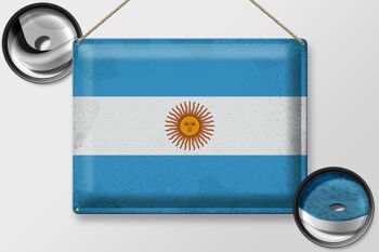 Signe en étain drapeau Argentine 40x30cm Argentine Vintage 2