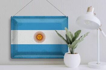 Signe en étain drapeau Argentine 40x30cm Argentine Vintage 3