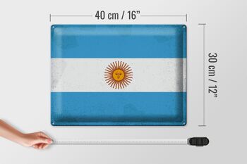 Signe en étain drapeau Argentine 40x30cm Argentine Vintage 4