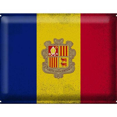 Blechschild Flagge Andorra 40x30cm Flag of Andora Vintage