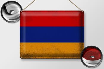 Signe en étain drapeau arménie 40x30cm drapeau arménie Vintage 2