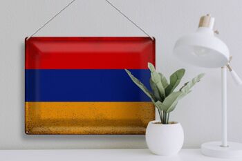 Signe en étain drapeau arménie 40x30cm drapeau arménie Vintage 3
