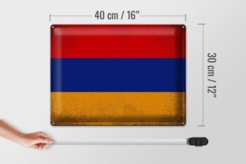 Signe en étain drapeau arménie 40x30cm drapeau arménie Vintage 4