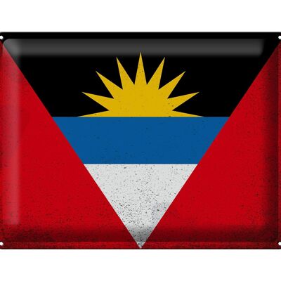 Drapeau en étain Antigua-et-Barbuda, 40x30cm, drapeau Vintage