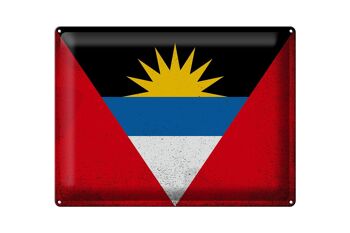 Drapeau en étain Antigua-et-Barbuda, 40x30cm, drapeau Vintage 1