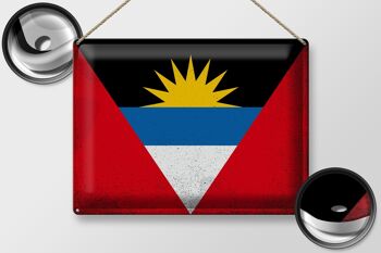 Drapeau en étain Antigua-et-Barbuda, 40x30cm, drapeau Vintage 2