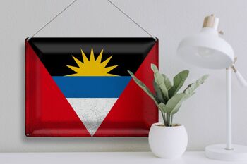 Drapeau en étain Antigua-et-Barbuda, 40x30cm, drapeau Vintage 3