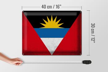 Drapeau en étain Antigua-et-Barbuda, 40x30cm, drapeau Vintage 4