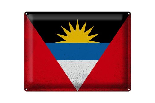 Blechschild Flagge Antigua und Barbuda 40x30cm Flag Vintage