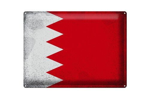 Blechschild Flagge Bahrain 40x30cm Flag of Bahrain Vintage