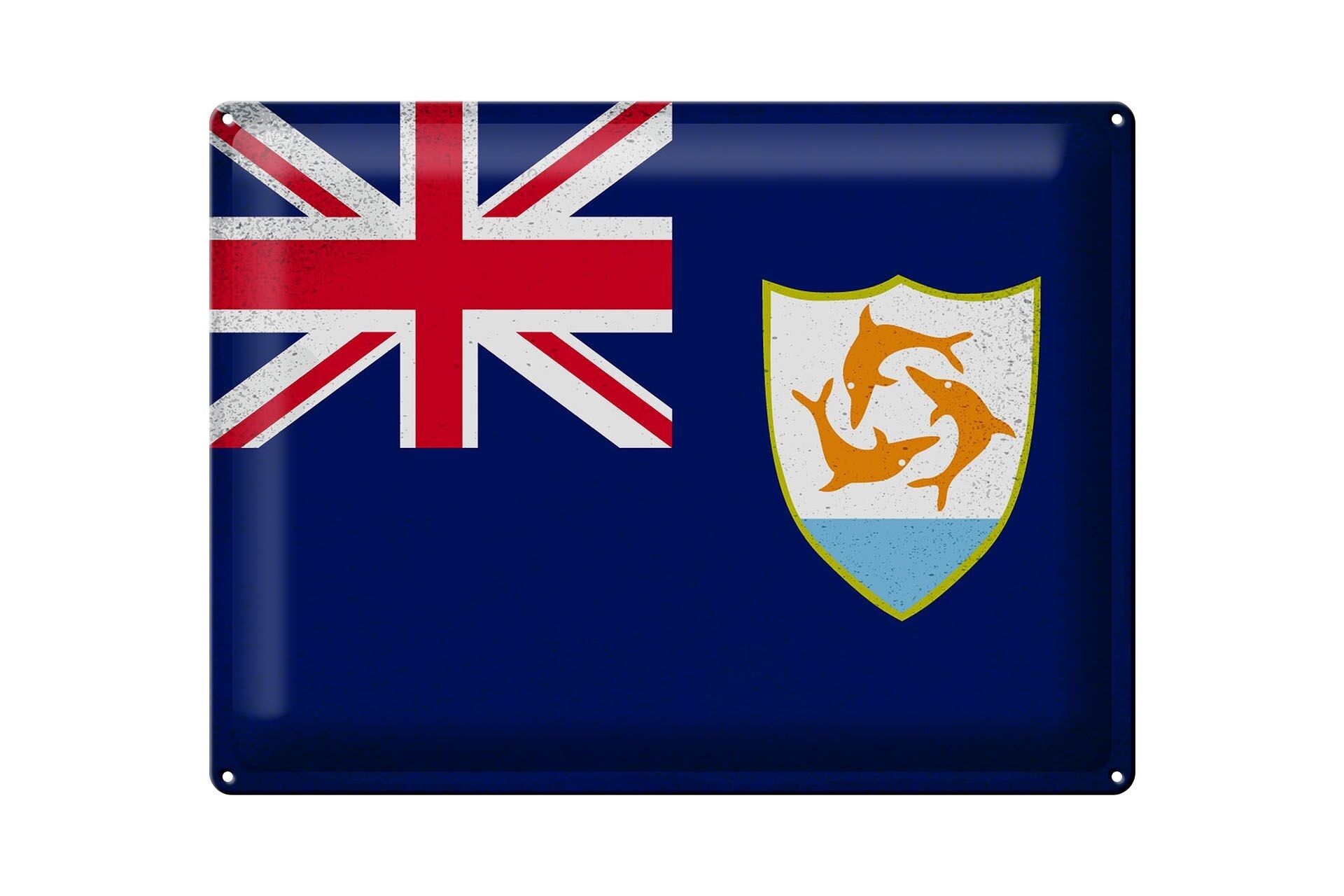 Blechschild Flagge Anguilla 40x30cm Flag Anguilla Vintage