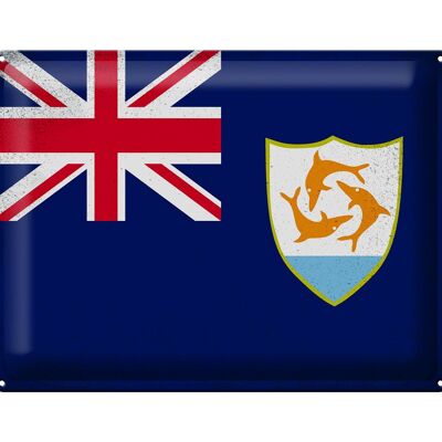 Blechschild Flagge Anguilla 40x30cm Flag Anguilla Vintage