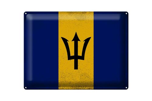 Blechschild Flagge Barbados 40x30cm Flag Barbados Vintage