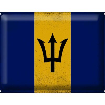 Cartel de chapa Bandera de Barbados 40x30cm Bandera de Barbados Vintage