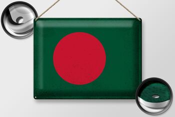 Signe en étain drapeau Bangladesh 40x30cm Bangladesh Vintage 2