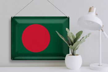 Signe en étain drapeau Bangladesh 40x30cm Bangladesh Vintage 3