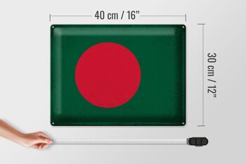 Signe en étain drapeau Bangladesh 40x30cm Bangladesh Vintage 4