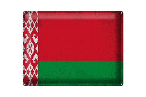 Blechschild Flagge Weißrussland 40x30cm Belarus Vintage