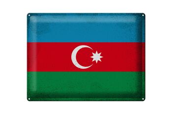 Signe en étain drapeau de l'Azerbaïdjan, 40x30cm, Vintage, Azerbaïdjan 1