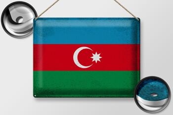 Signe en étain drapeau de l'Azerbaïdjan, 40x30cm, Vintage, Azerbaïdjan 2