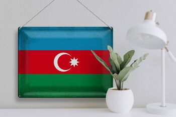 Signe en étain drapeau de l'Azerbaïdjan, 40x30cm, Vintage, Azerbaïdjan 3