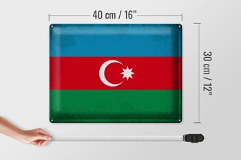 Signe en étain drapeau de l'Azerbaïdjan, 40x30cm, Vintage, Azerbaïdjan 4