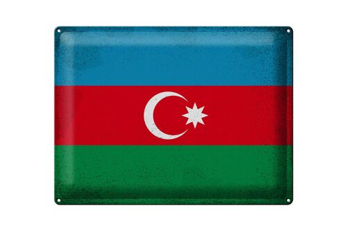 Blechschild Flagge Aserbaidschan 40x30cm Azerbaijan Vintage