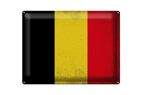 Blechschild Flagge Belgien 40x30cm Flag of Belgium Vintage