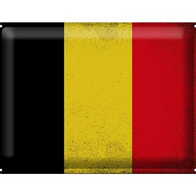Blechschild Flagge Belgien 40x30cm Flag of Belgium Vintage