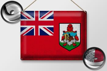 Signe en étain drapeau des Bermudes 40x30cm drapeau des Bermudes Vintage 2