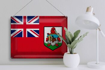 Signe en étain drapeau des Bermudes 40x30cm drapeau des Bermudes Vintage 3