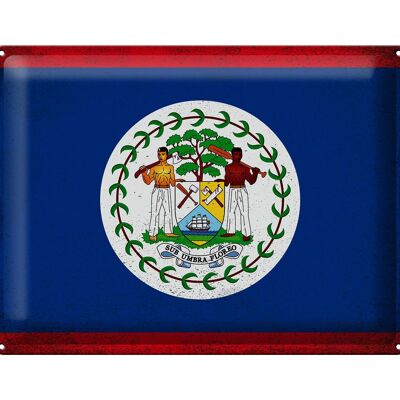 Blechschild Flagge Belize 40x30cm Flag of Belize Vintage