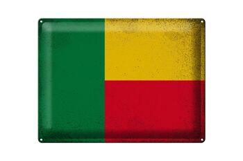 Signe en étain drapeau bénin 40x30cm drapeau du bénin Vintage 1