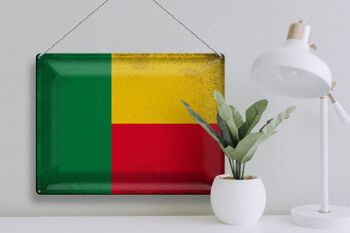 Signe en étain drapeau bénin 40x30cm drapeau du bénin Vintage 3