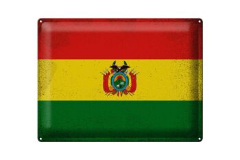 Signe en étain drapeau Bolivie 40x30cm drapeau de la Bolivie Vintage 1