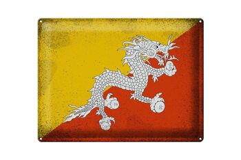 Signe en étain drapeau du Bhoutan 40x30cm drapeau du Bhoutan Vintage 1