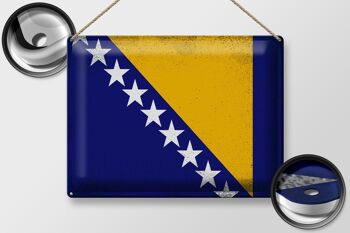Signe en étain drapeau bosnie-herzégovine, Vintage, 40x30cm 2