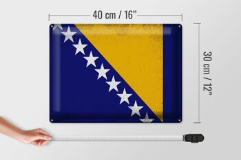 Signe en étain drapeau bosnie-herzégovine, Vintage, 40x30cm 4