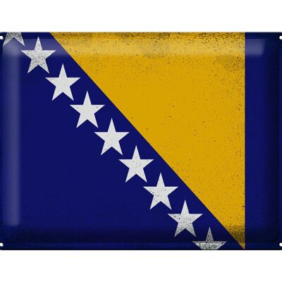 Targa in metallo Bandiera Bosnia ed Erzegovina 40x30 cm Vintage