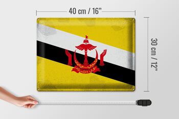 Signe en étain drapeau Brunei 40x30cm drapeau du Brunei Vintage 4