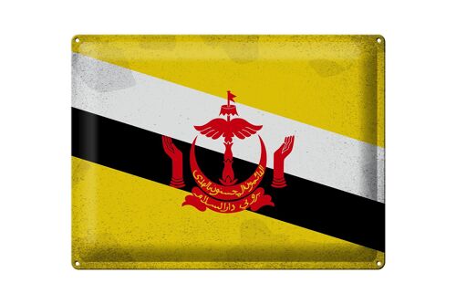 Blechschild Flagge Brunei 40x30cm Flag of Brunei Vintage